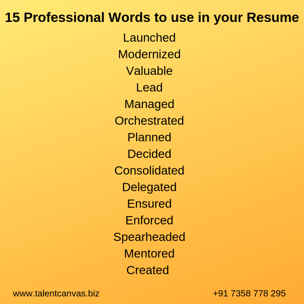 Professional Words to use in your Resume